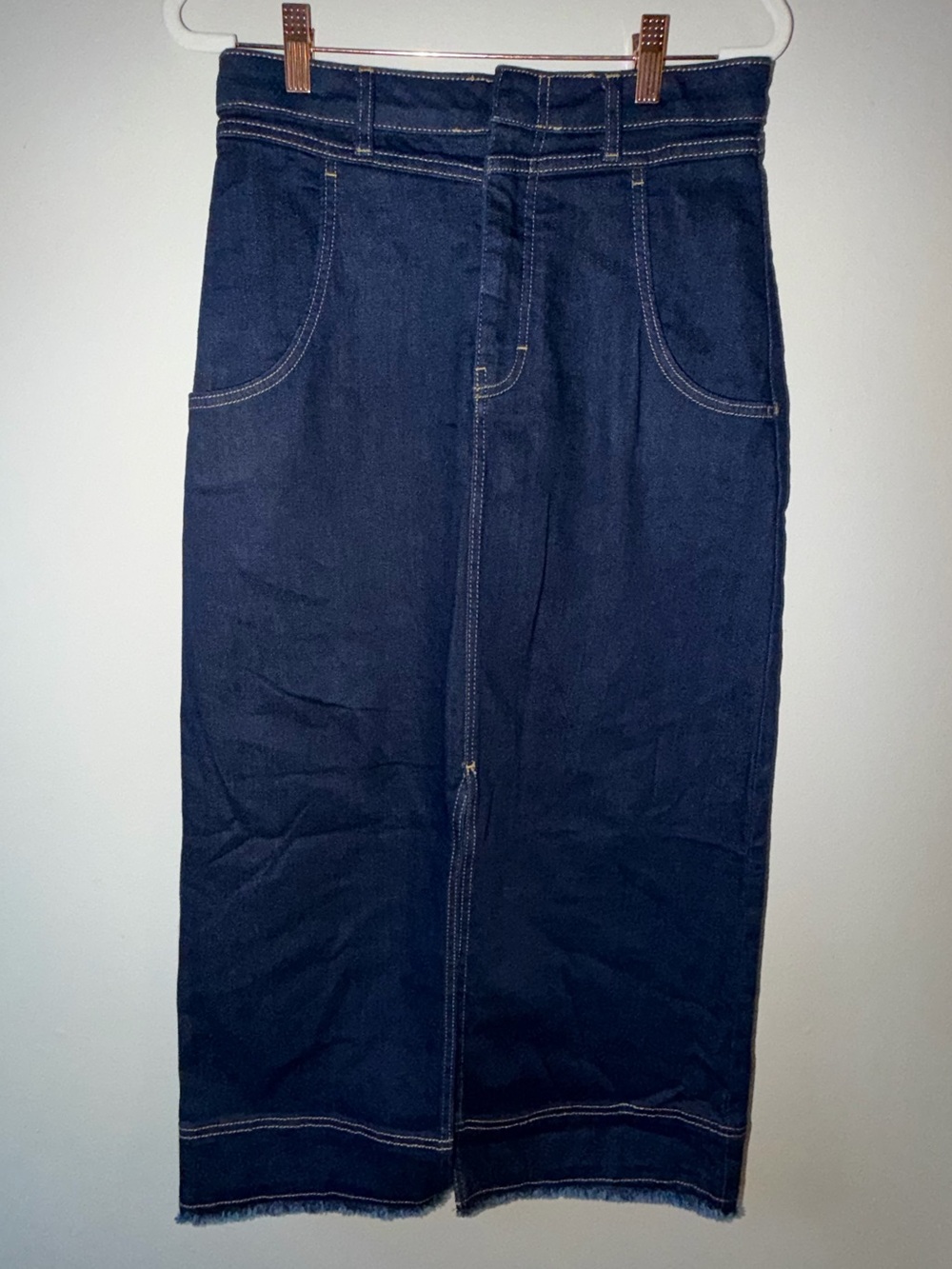 Pilcro Dark Blue Straight-Leg Denim Skirt